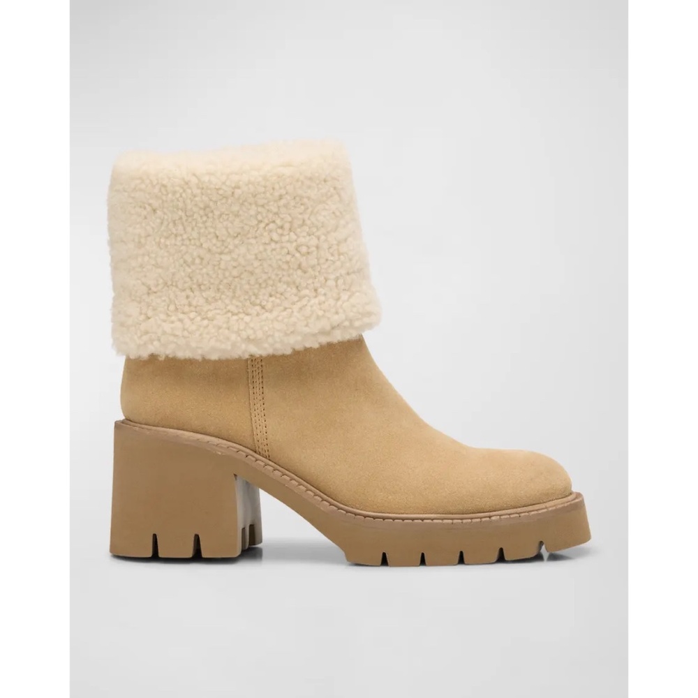 New Pedro Garcia Zarela Suede Shearling Ankle Booties Sz 8